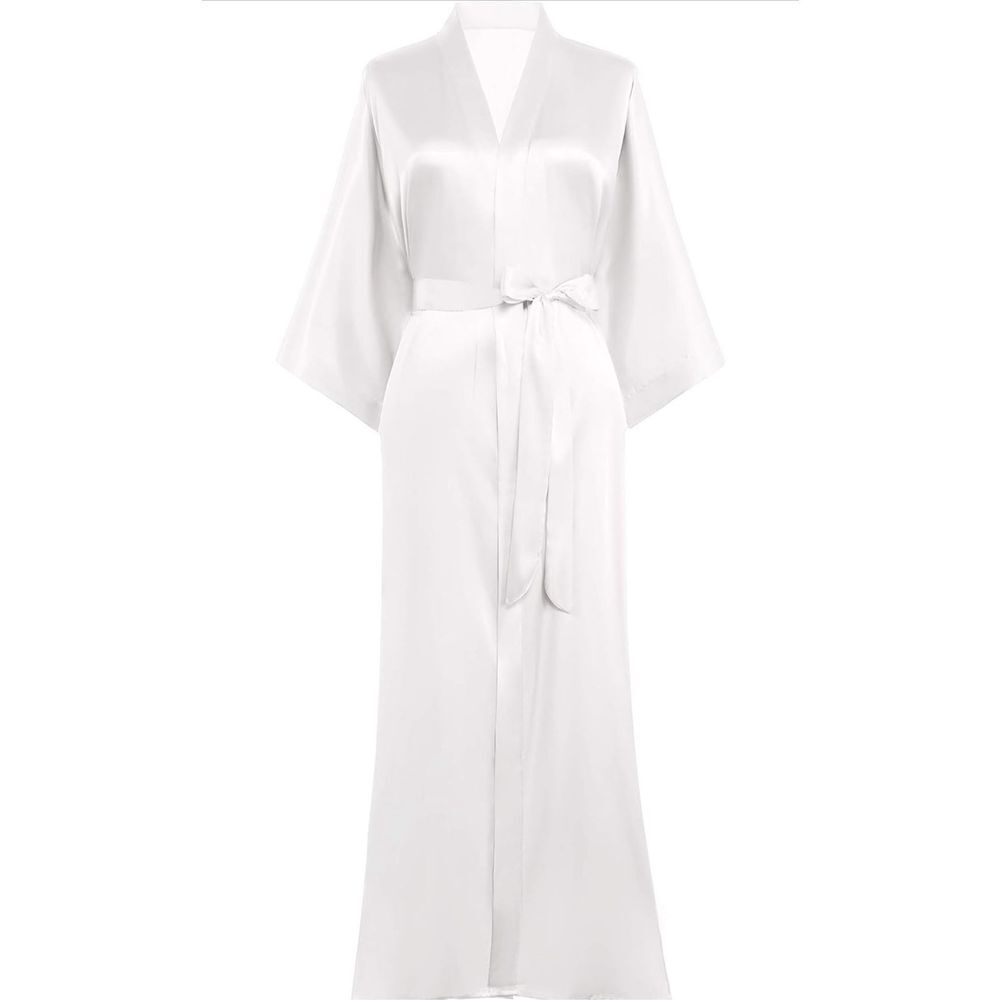NEW Satin Kimono Robe Long Sleepwear Wedding Bride One Size